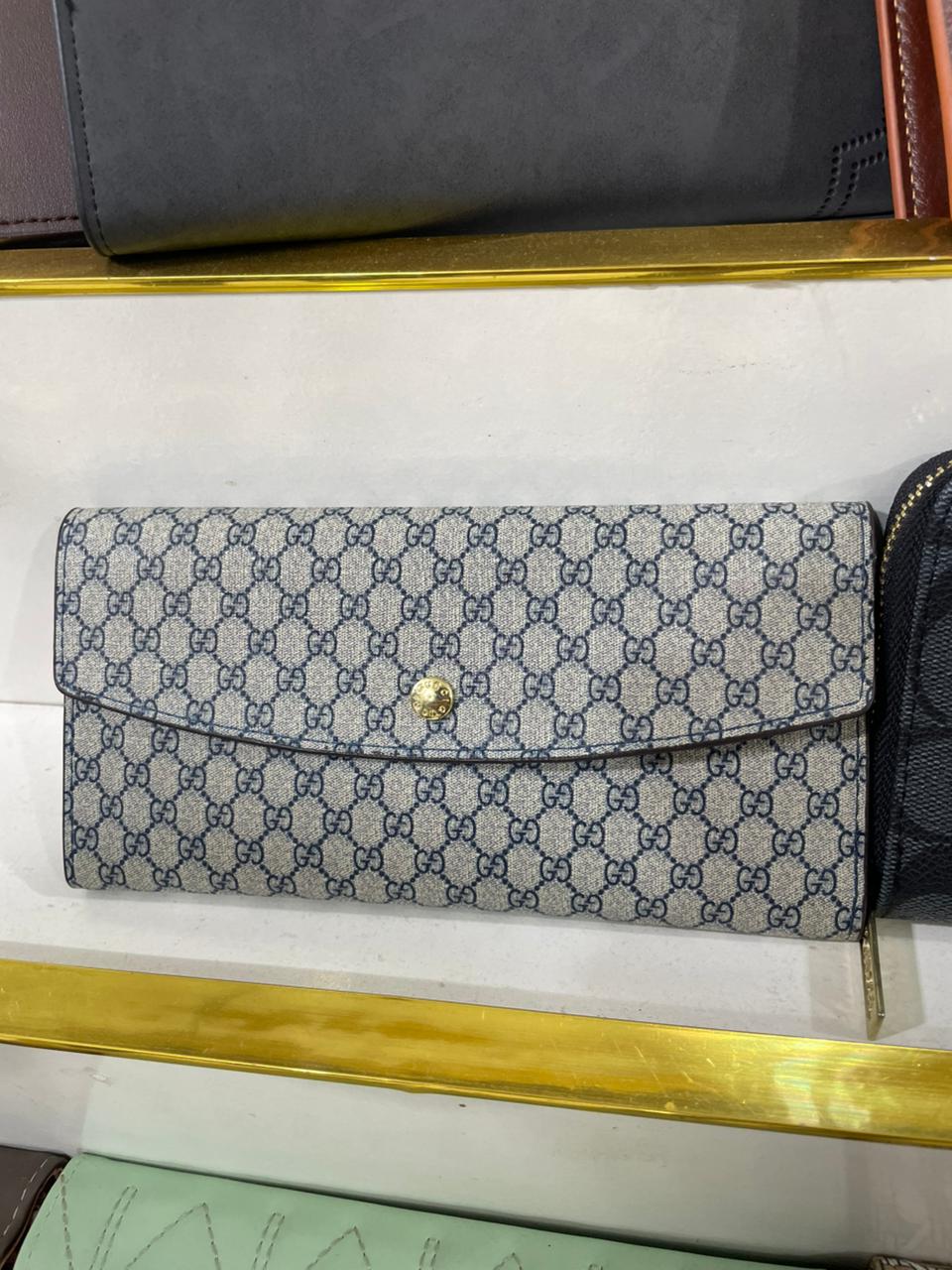 Premium Blue Monogram Long Flap Wallet for Women in Pakistan | Bagzar