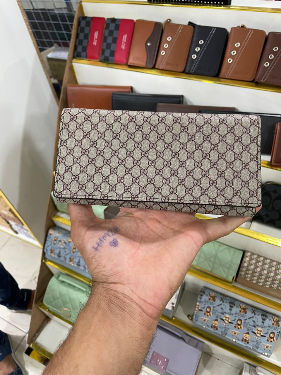 Premium Blue Monogram Long Flap Wallet for Women in Pakistan | Bagzar