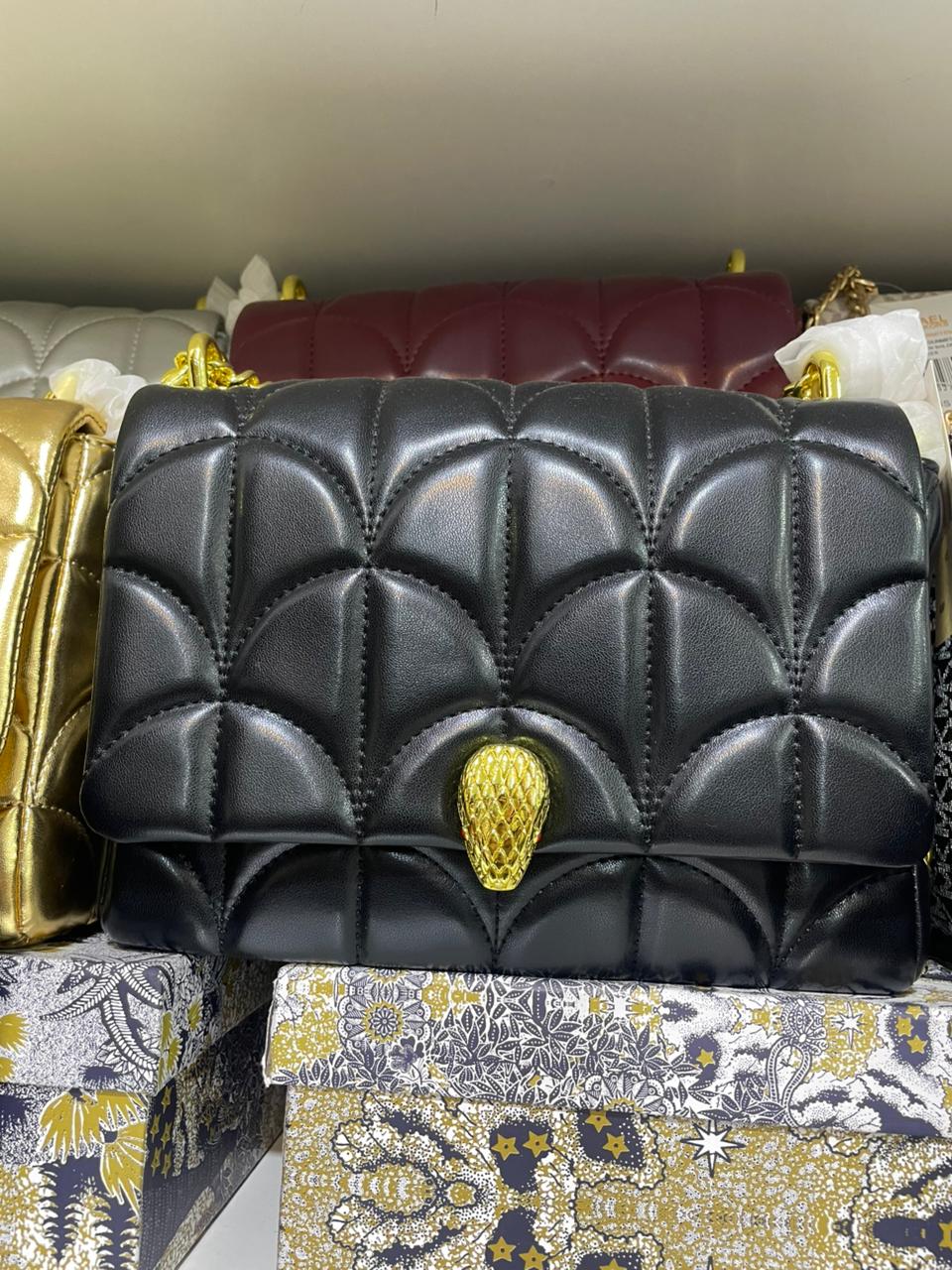 Luxury Black Quilted Serpent Shoulder Bag for Women in Pakistan | Bagzar
