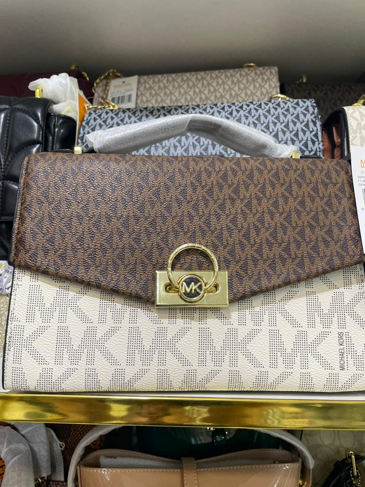 Premium Brown and Cream Monogram Handbag for Women in Pakistan | Bagzar