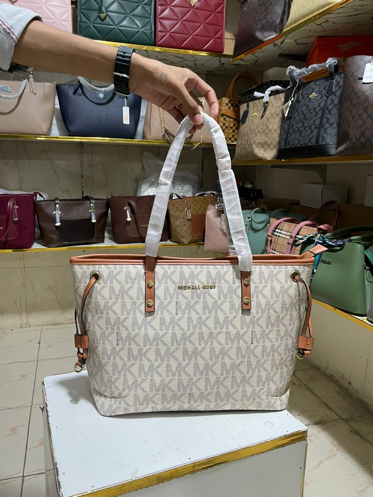 Classic Brown Monogram Tote Bag for Women in Pakistan | Bagzar