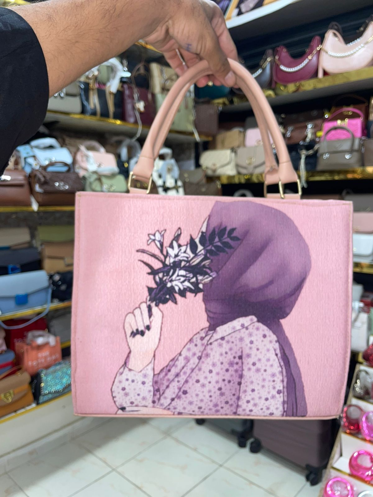 Elegant Pink Printed Tote Bag for Women in Pakistan | Bagzar