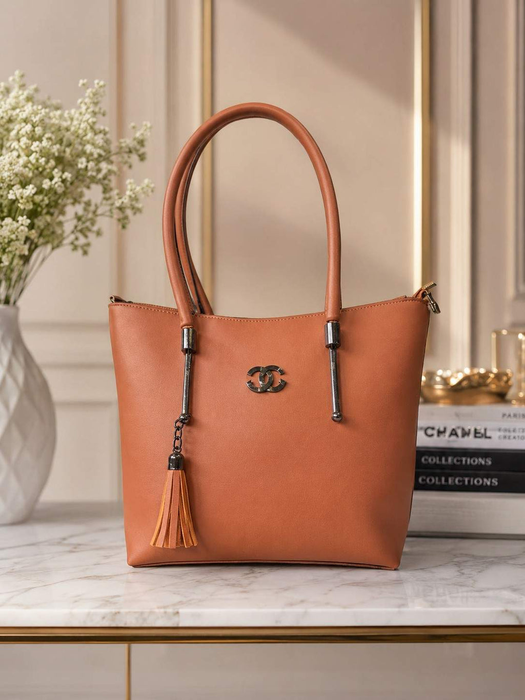 Premium Peach Shoulder Tote Bag with Tassel for Women in Pakistan | Bagzar