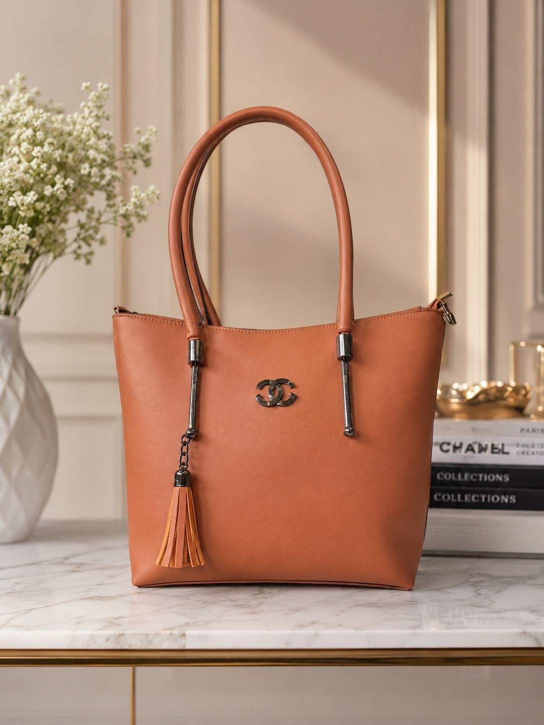 Premium Peach Shoulder Tote Bag with Tassel for Women in Pakistan | Bagzar