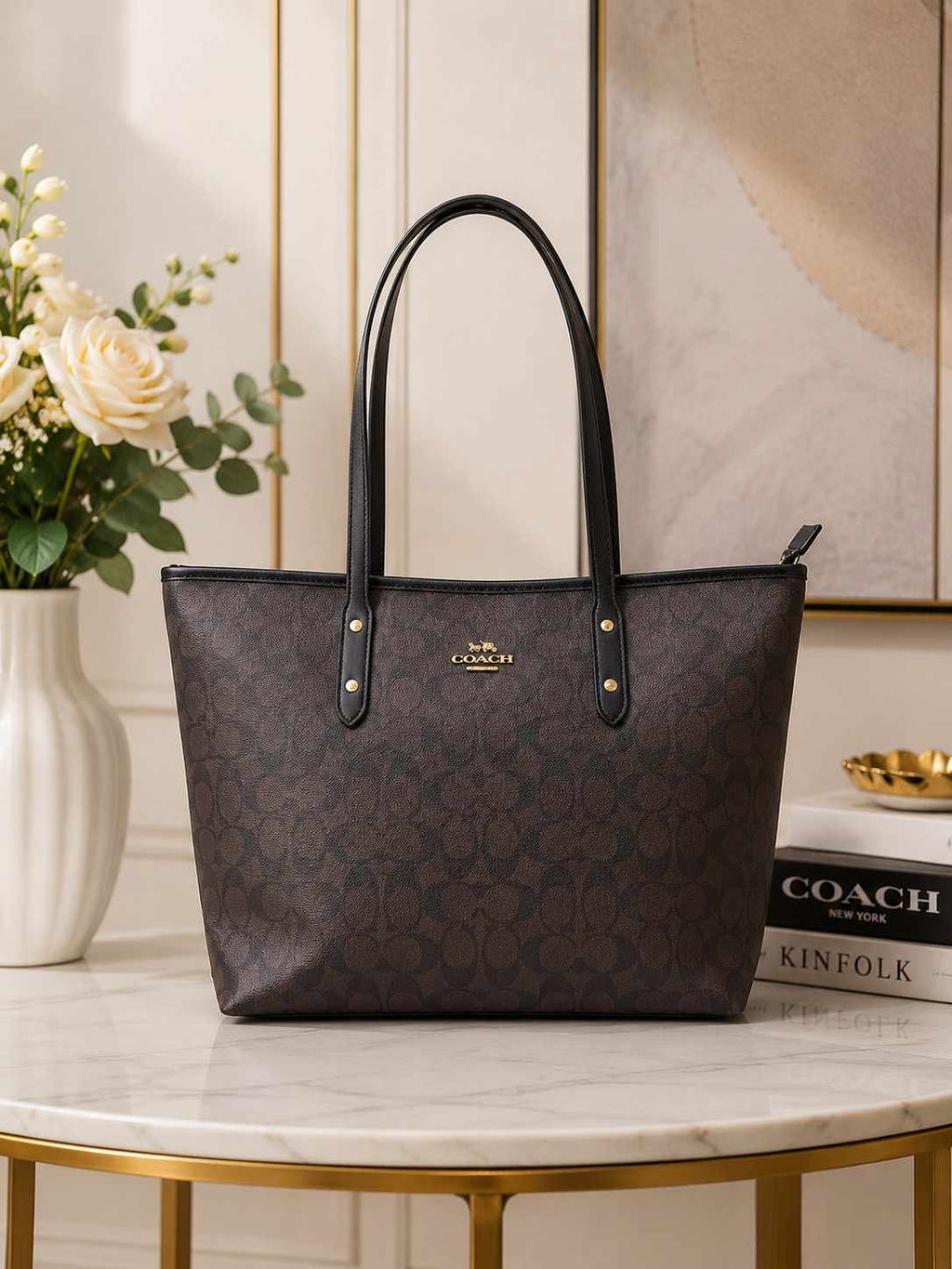 Premium Dark Brown Monogram Large Tote Bag for Women in Pakistan | Bagzar