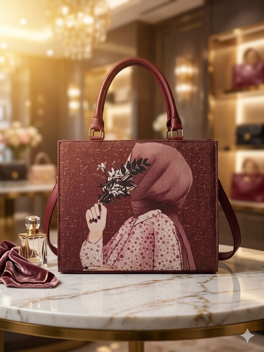 Maroon Printed Tote Bag for Women in Pakistan | Bagzar