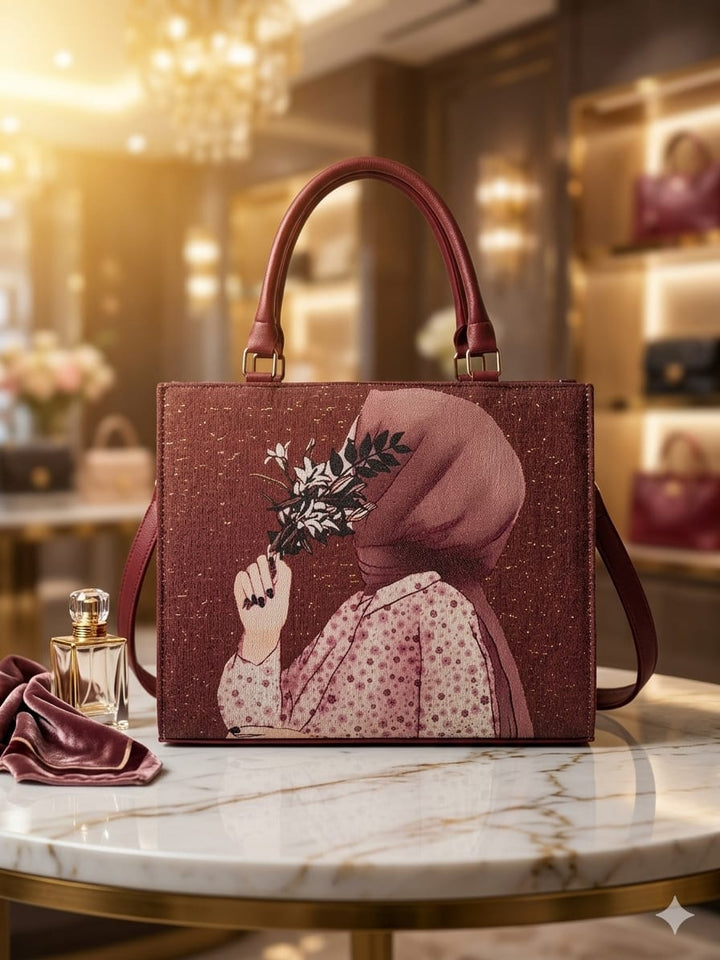 Maroon Printed Tote Bag for Women in Pakistan | Bagzar