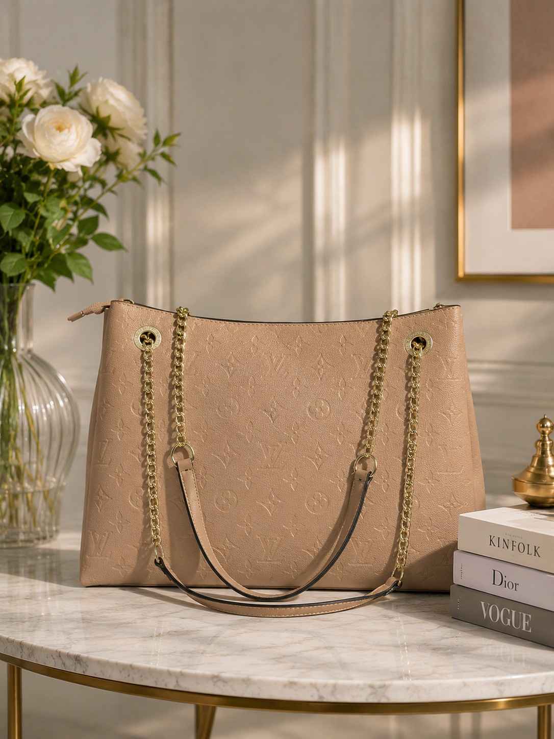 Premium Nude Embossed Chain Shoulder Bag for Women in Pakistan | Bagzar