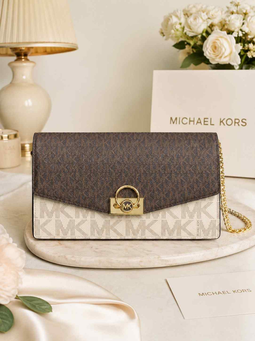 Premium Brown and Cream Monogram Handbag for Women in Pakistan | Bagzar